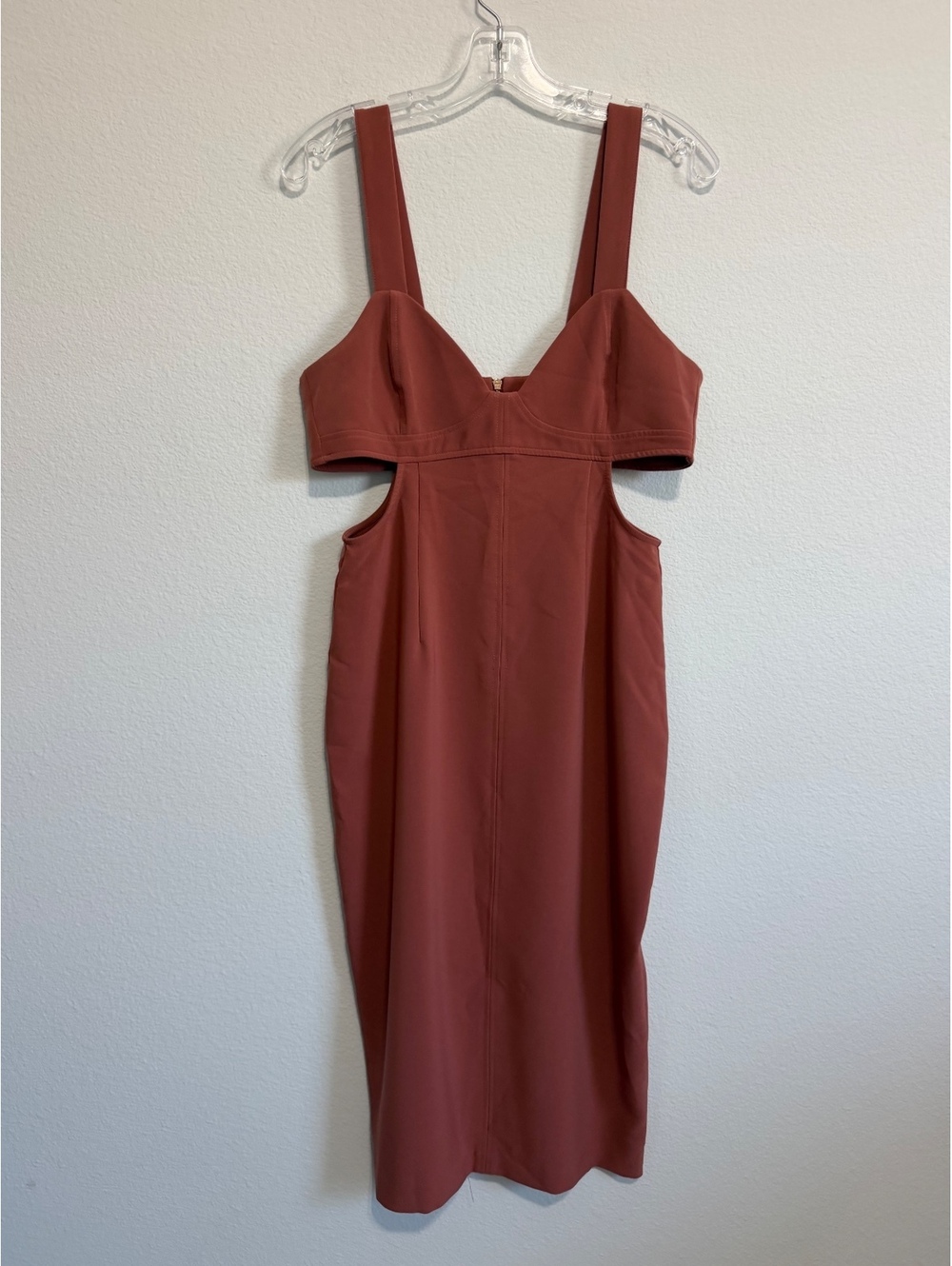 Gianni Bini NWT Canyon Rust Cutout Bustier V-Neck Midi Bodycon Dress Size 6